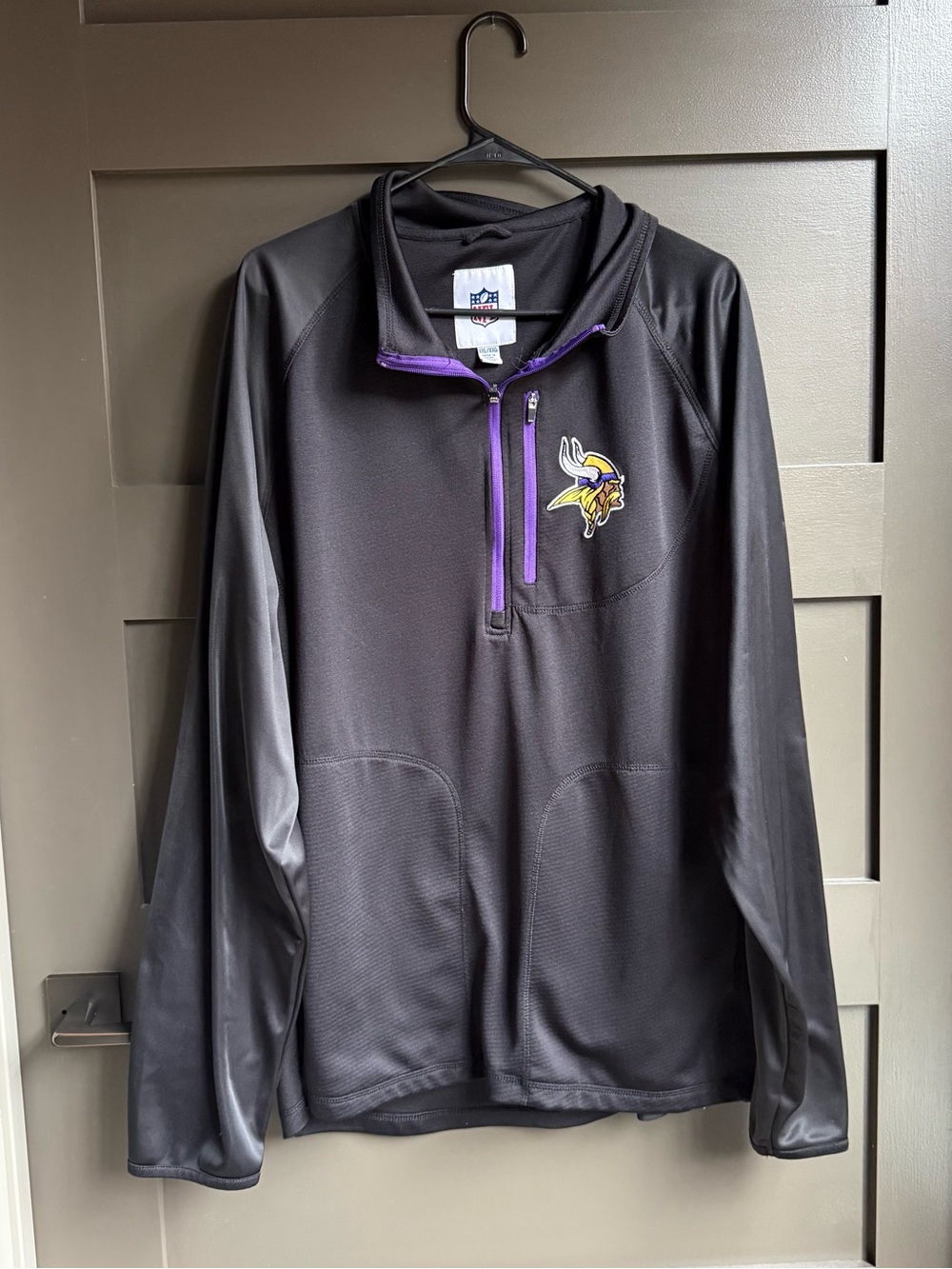NFL Minnesota Vikings Black Quarter Zip with Purple Accents